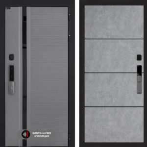 Пиано Смарт 2.0 панель 25 - Бетон светлый, черный молдинг  