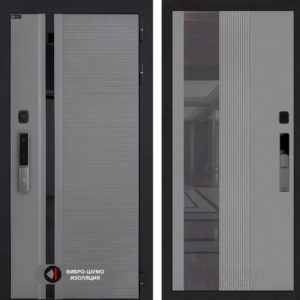 Пиано Смарт 2.0 с зеркалом 32 тонированным - Серый рельеф софт  