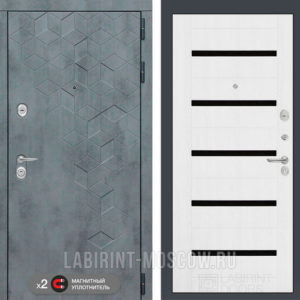 БЕТОН 01 - Белое дерево, стекло черное  