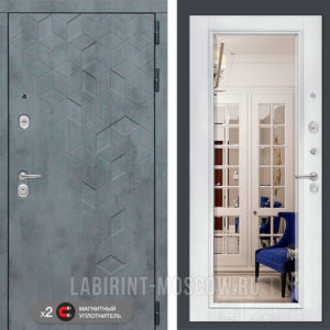 БЕТОН Белый софт, зеркало с фацетом  