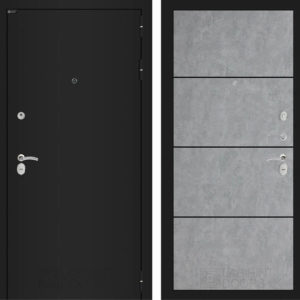 КЛАССИК Шагрень черная 25 - Бетон светлый, черный молдинг  