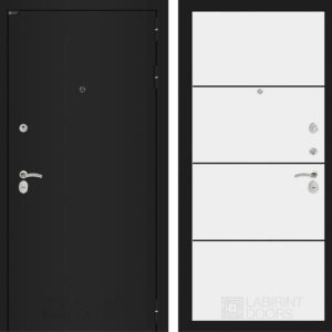 КЛАССИК Шагрень черная 25 - Белый софт, черный молдинг  