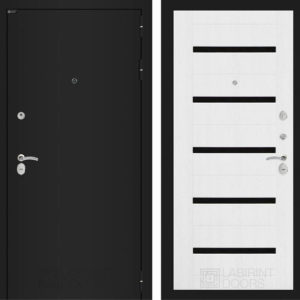 КЛАССИК Шагрень черная 01 - Белое дерево, стекло черное  