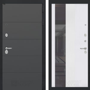 АРТ графит 32 - Зеркало тонированное - Белый рельеф софт  