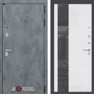 БЕТОН 32 - Зеркало тонированное - Белый софт рельеф  