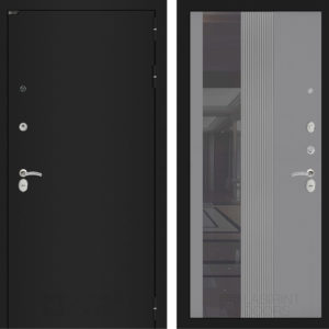 КЛАССИК Шагрень черная 32 - Зеркало тонированное - Серый софт рельеф  