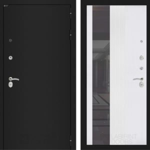 КЛАССИК Шагрень черная 32 - Зеркало тонированное - Белый софт рельеф  