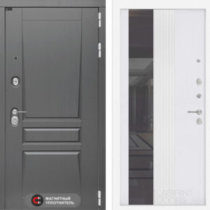 ПЛАТИНУМ 32 - Зеркало тонированное - Белый софт рельеф  