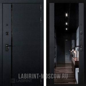Дверь Лабиринт PIANO Черный кварц Зеркало Максимум с тонировкой  