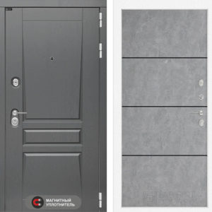 ПЛАТИНУМ 25 - Бетон светлый, черный молдинг  